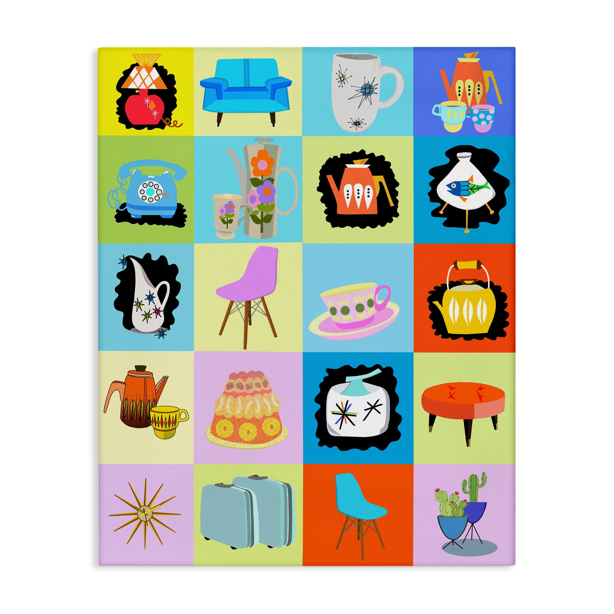 Retro Vintage Vignettes Canvas Wall Art, design by Lynnda Rakos
