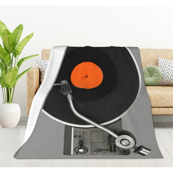 Retro Vintage Vinyl Record Flannel Fleece Bed Blanket Throw Blanket Lightweight Cozy Plush Blanket for Bedroom Living Rooms Sofa Couch 40"x50"
