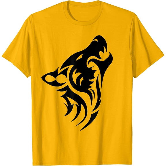 Retro Vintage Wildlife Wolf Symbol Tattoo Style Unisex T-Shirt for Men Women Kids Toddler,Gold Color,Size L