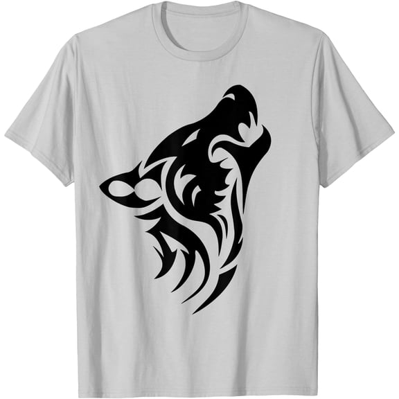 Retro Vintage Wildlife Wolf Symbol Tattoo Style Unisex T-Shirt for Men Women Kids Toddler,Ice Grey Color,Size L