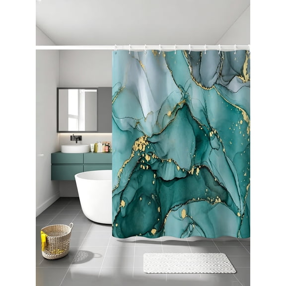 Retro Vintage World Map Bathroom Scene Shower Curtain, 70.8x70.8 Inch, Double Sided 2D Print Funny Bathroom Decor