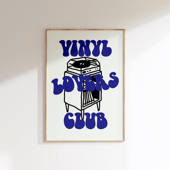 Retro Vinyl Lovers Club Poster Colorful Music Poster , Poster Print Only