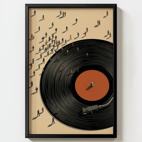 Retro Vinyl Miniature People Print, Unframed Paper Poster 11x14in