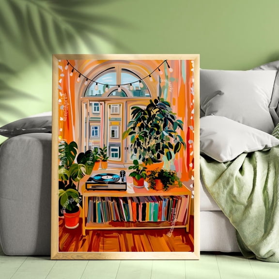Retro Vinyl Reading Nook Wall Art Print