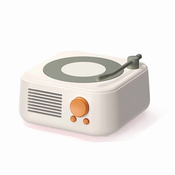 Retro Vinyl Record Disc Bluetooth Speaker with 360-Degree Sound Matrix, Rotating Mechanical Turntable Acoustic Driver, Wireless Portable Desktop Sound Station, Matcha Green