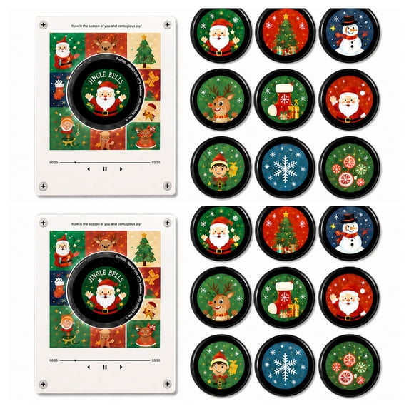 Retro Vinyl Record Fridge Magnet, Interactive Musical Holiday Decor for Kitchen, Christmas Gift, Christmas Home Decor, 2PC