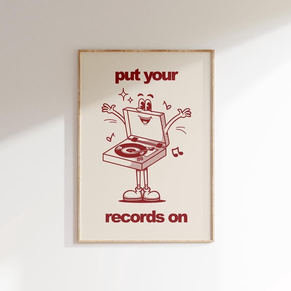 Retro Vinyl Record Player Poster Vintage Music Poster , Poster Print Only