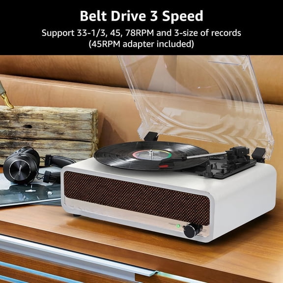 Retro Vinyl Record Player with Upgraded Speakers, Bluetooth Turntable, USB & AUX Support for Clear Sound Playback, Great for Beginners