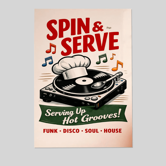 Retro Vinyl Record Poster, Funk Disco Soul House Music Wall Art, Vintage Turntable Print Full Size 24''x36'' The Golden Shop