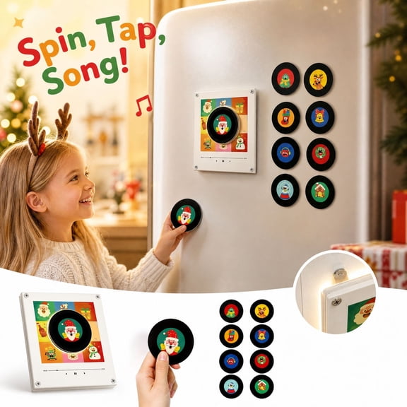 Retro Vinyl Record Refrigerator Magnet,1 PCS NFC Music Player with 9 PCS Programmable, Custom Playback MP3 Player, Aesthetic Desk & Fridge Decoration, Romantic Couple Anniversary Birthday Gift