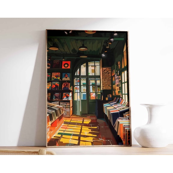 Retro Vinyl Record Store Art Print Music Decor