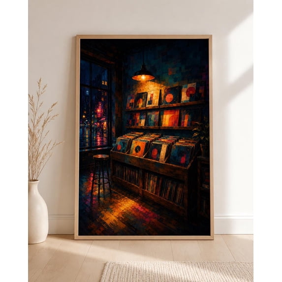 Tech Store Posters Retro Vinyl Record Store Moody Music Vinyl Shop Corner Lover Studio ...