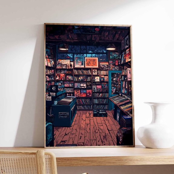 Retro Vinyl Record Store Poster, Vintage Music Print, Record Store Art, Music Poster, Music Gift, Retro Music Artwork, Album Cover Art Wall Art, Modern Wall Decor, 24x36 UNFRAMED