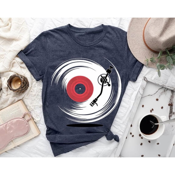 Retro Vinyl Record T-Shirt: Turntable DJ Music Tee All Size S-5Xl