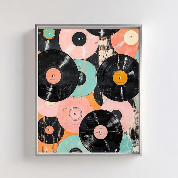 Retro Vinyl Record Wall Art Print Colorful Music Dopamine Decor Painting Abstract Music Poster Vintage Vinyl Art Music Lover Artwork Wall Art Modern Wall Decor