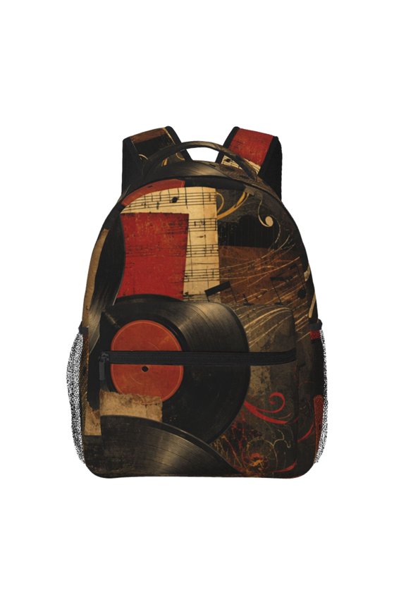Retro Vinyl Rhythm Laptop Backpack Travel Rucksack for Teens Adults, Fits 15-inch Notebook