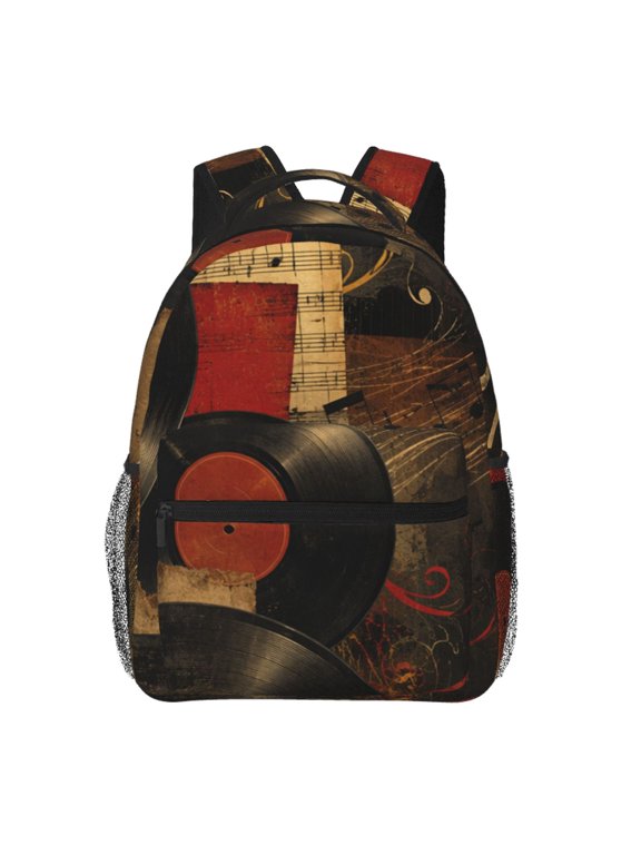 Retro Vinyl Rhythm Laptop Backpack Travel Rucksack for Teens Adults, Fits 15-inch Notebook