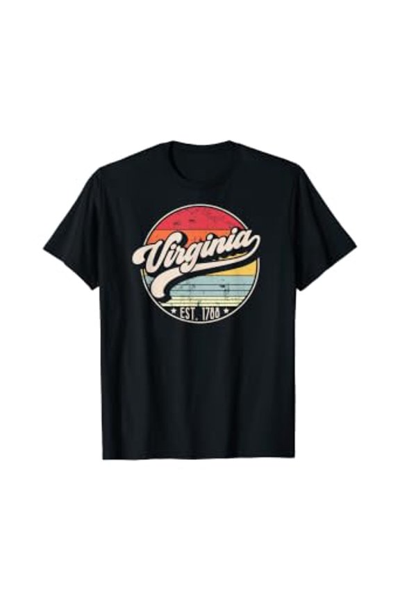 Retro Virginia Home State VA Cool 70s Style Sunset Gift T-Shirt, Unisex T-Shirt