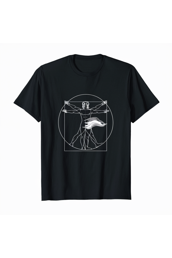Retro Vitruvian Man Guitar Rock Men Women Funny T-Shirt