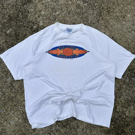 Retro Volleyball Serve It Up Tee Bud Light Beer Graphic Vintage Sports Style Shirt Summer Court Play Design Unisex Cotton T-Shirt, Sizes S-5XL