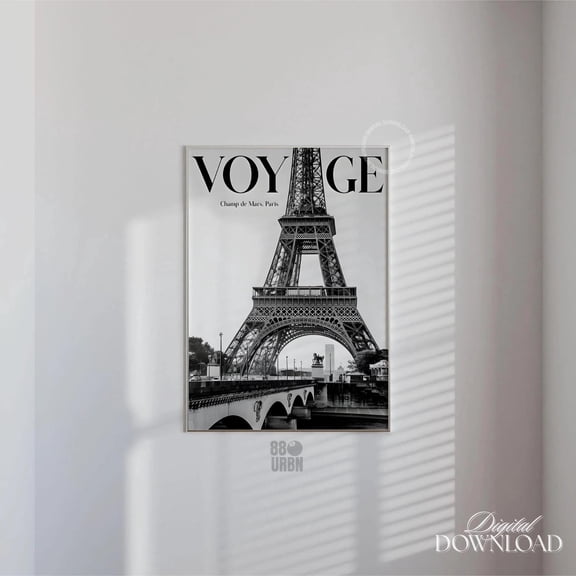 Retro Voyage Paris Print Black And White Eiffel Tower Wall Art Chic Apartment Decor Old Money Poster Paris Coquette Room Decor #20