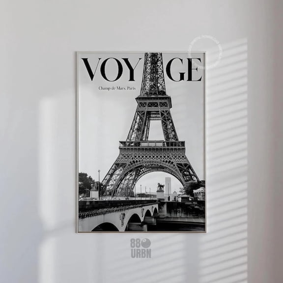 Retro Voyage Paris Print Black And White Eiffel Tower Wall Art Chic Apartment Decor Old Money Aesthetic Poster Paris Coquette Room Decor #20, Unframed Paper Poster 11x14in