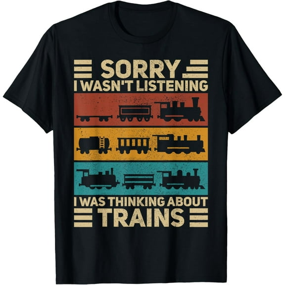 Retro Wagon Train Lover Model Railroad Conductor Funny Train Mens T-Shirt