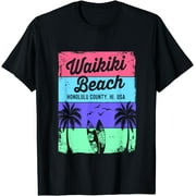 Retro Waikiki Beach Gifts Souvenir Men Women Honolulu Hawaii T-Shirt