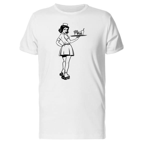 Retro Waitress On Roller Skates Tee Men's -Image by Shutterstock