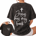 thumbnail image 1 of Retro Walking By Faith Tripping Constantly Christian Quote Wash Print Tshirt S-2XL Vintage Black Graphic Tees Gift Shirts for Funny Faith Tops, 1 of 4