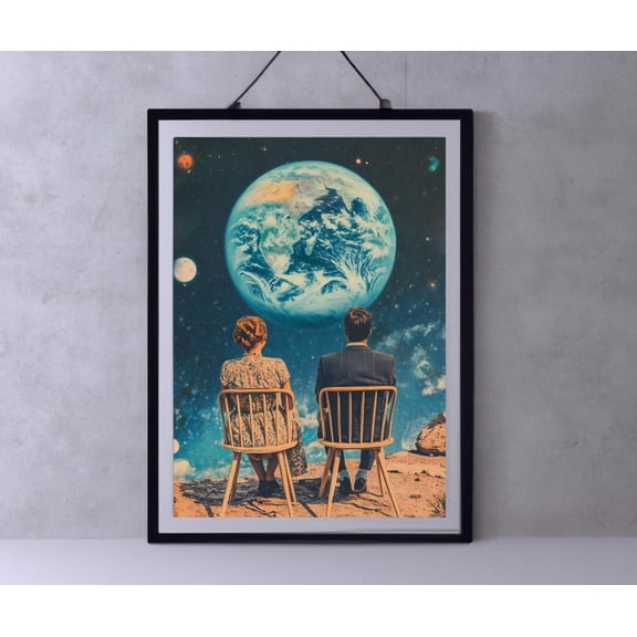 Retro Wall Art Aesthetic Space Poster Print Retro Decor 70'S Surreal Wall Art Retro Poster For Apartment Wall Decor Living Room Wall Art, Modern Wall Decor, 8x12 UNFRAMED