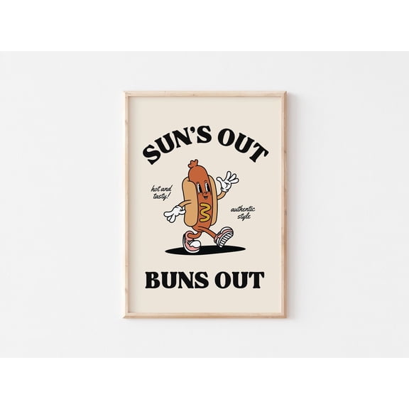 Retro Wall Art , Bbq Grill Poster, Vintage Kitchen Decor, 70S Hotdog Cartoon Mascot, Vintage Colors Art Print, Summer Quote, Unframed Poster Size 8x12 F03.1.14l1312