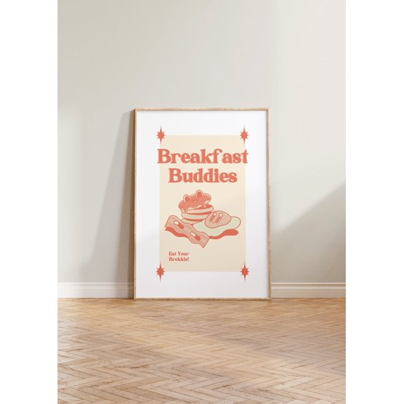 Retro Wall Art Breakfast Buddies Retro Print Retro Wall Decor Quote Print Retro Cartoon Art Breakfast Kitchen Wall Decor