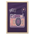 thumbnail image 1 of Retro Wall Art with Frame, Vintage Camera Design with Hand Drawn Love Heart Shape Motif and Smile Calligraphy, Printed Fabric Poster for Bathroom Living Room, 23" x 35", Multicolor, by Ambesonne, 1 of 2