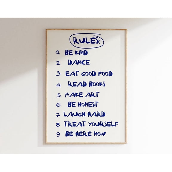 Retro Wall Art, House Rules Art Print, Trendy House Rules List Print, Dorm Room Decor, Aesthetic Apartment Wall Art, Wall Art, Modern Wall Decor, 16x24 UNFRAMED