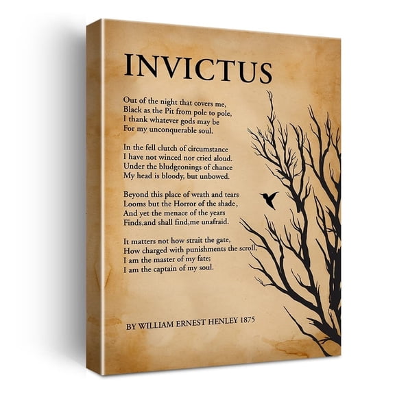 Retro Wall Art Invictus Out of the Night Canvas Print Inspirational Painting for Home Office Wall poster