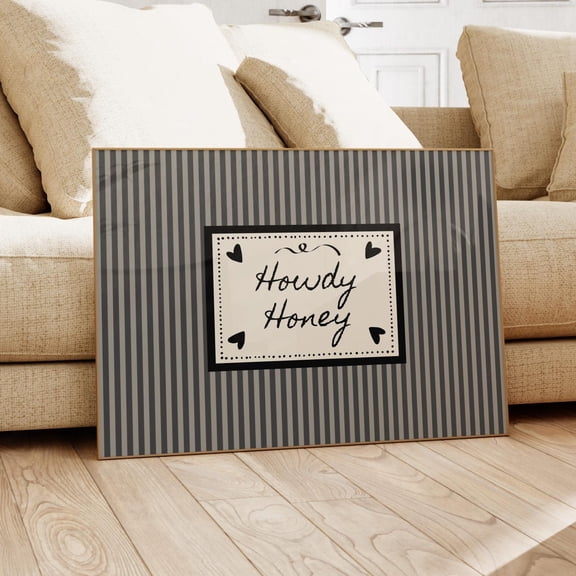 Retro Wall Art Striped Bedroom Poster Mid Century Modern Vintage Western Art Landscape Howdy Honey Poster Gray Cream Above Bed Art Dorm Decor Unframed Paper Print
