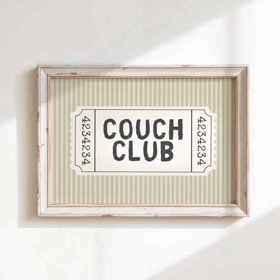 Retro Wall Art Striped Living Room Poster Mid Century Modern Vintage Ticket Stub Art Landscape Couch Club Poster Green And Cream Above Bed Art Home Decor, 16x24 UNFRAMED