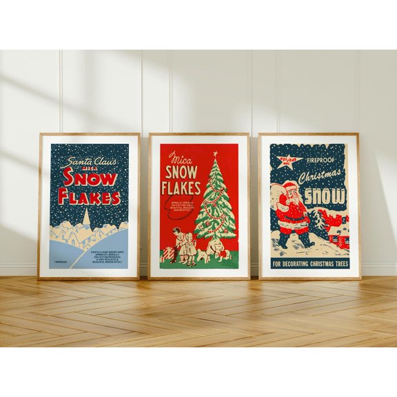 Retro Wall Art Theme Kitchen Decor Party Set 3 Stretched Canvas 16x24