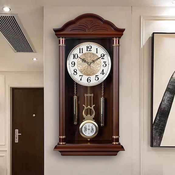 Retro Wall Clock Silent Pendulum Grandfather Clock Quartz Decorative 22.8inch High Traditional Design Birthday Gift Timepiece