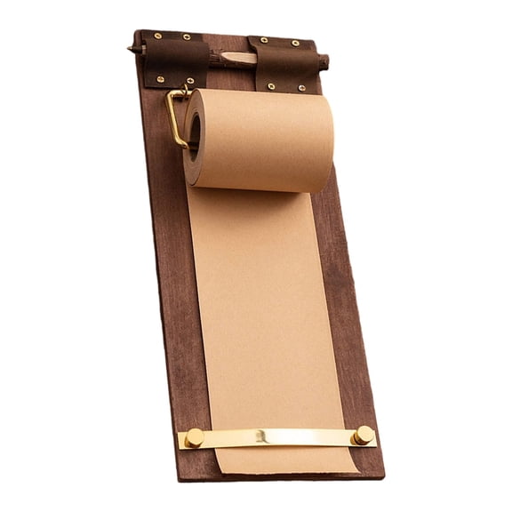 Retro Wall Mounted Memo Board with Paper Roll Wooden Clipboard Notepad Tearable Writing Note Board for Kitchen Cafe Restaurant Home Decoration,30x11.8x7.7cm