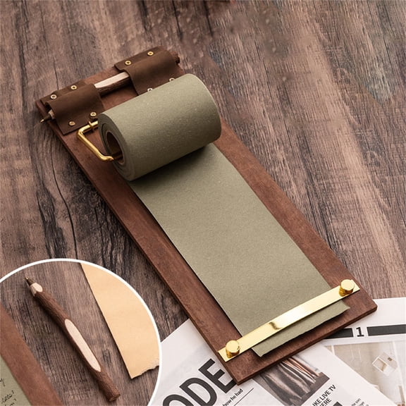 Retro Wall Mounted Wood Clipboard Hanging Sticky Note Board with Tearable Paper Roll Green Rustic Clipboard Notepad Wall Notepad Kitchen Cafe Home Office Decor 11.81x4.65in