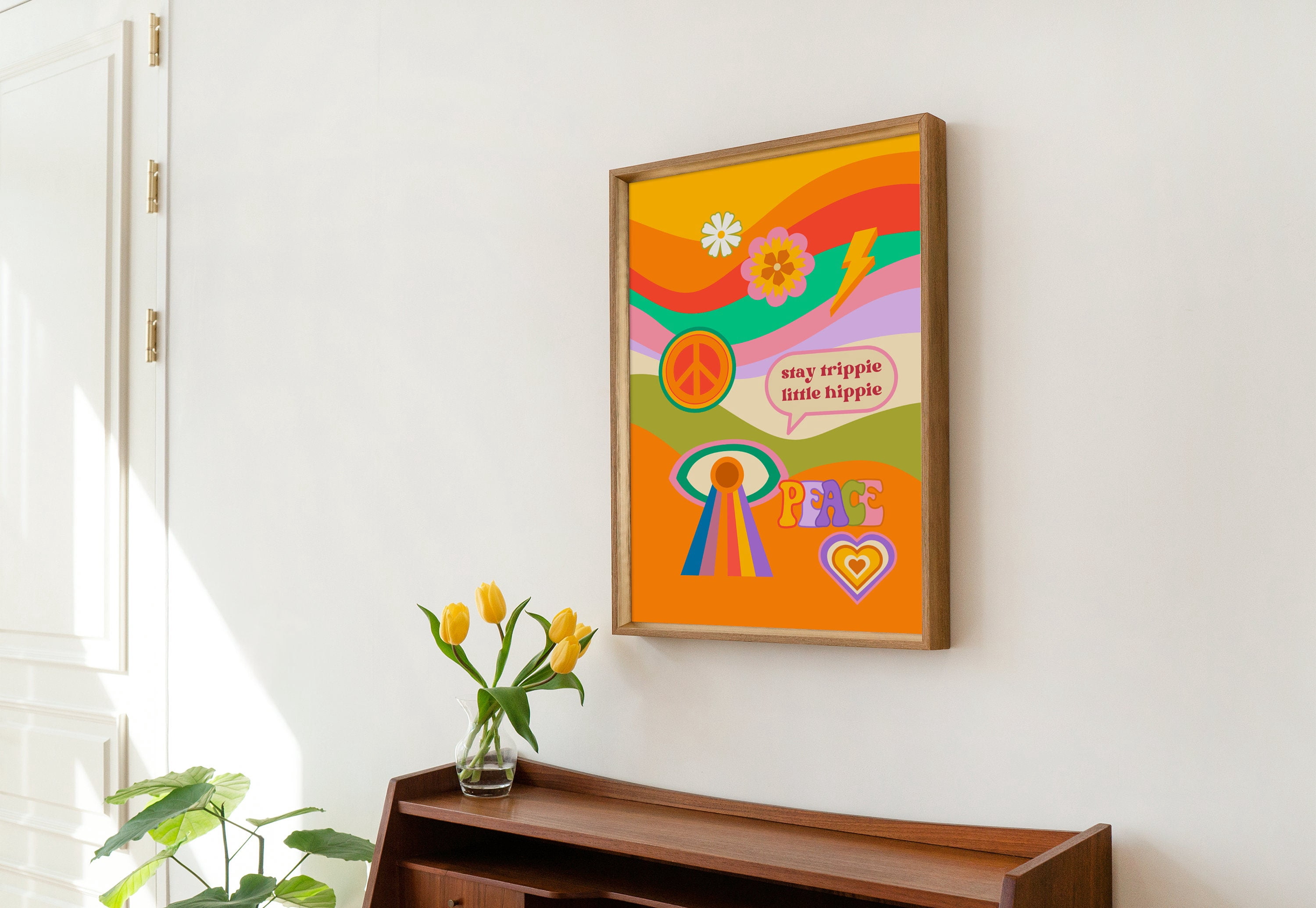 Retro Wall Print, Hippie Wall Art, Retro 70s Print,Retro Wall Decor ...