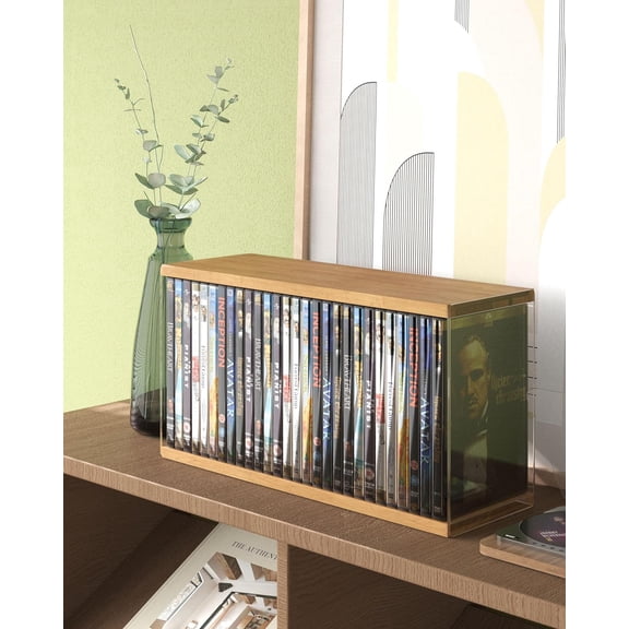 Retro Walnut-colored MDF DVD Storage, DVD Holder, Video Game Rack, Blu Ray Disc Tower, Organizer for Video Game Media/Movie Cases/VHS Box