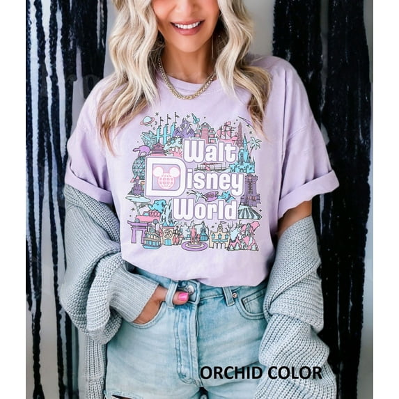 Retro Walt Disney World Comfort Colors T-Shirt, Disneyworld Shirt, Disneyworld Family Shirts,Orchid color,size 3XL