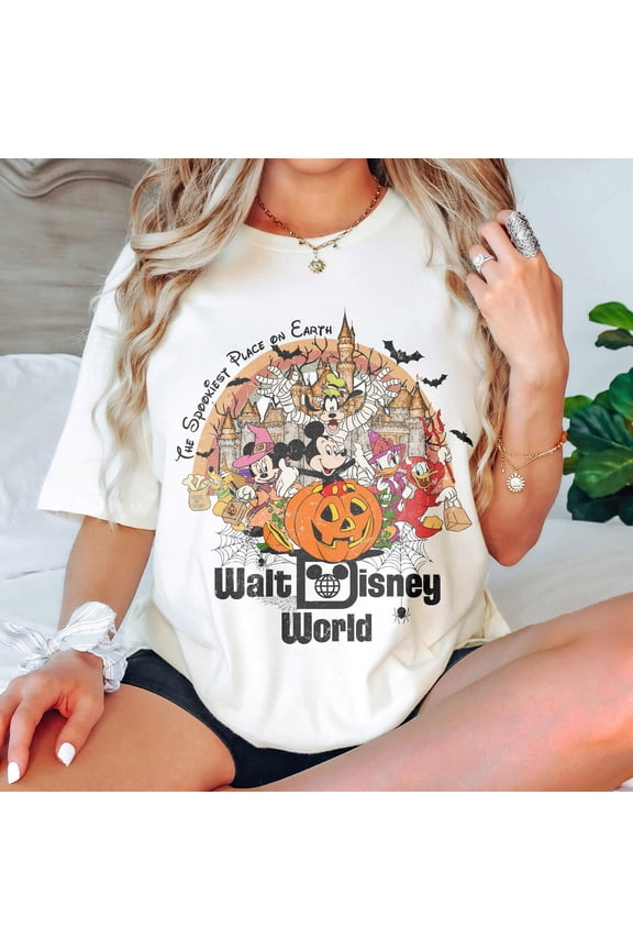 Retro Walt Disney World Halloween Shirt, Mickey And Friend Halloween Shirt, Disneyworld Halloween Shirt, Disney Family Halloween Trip Tee