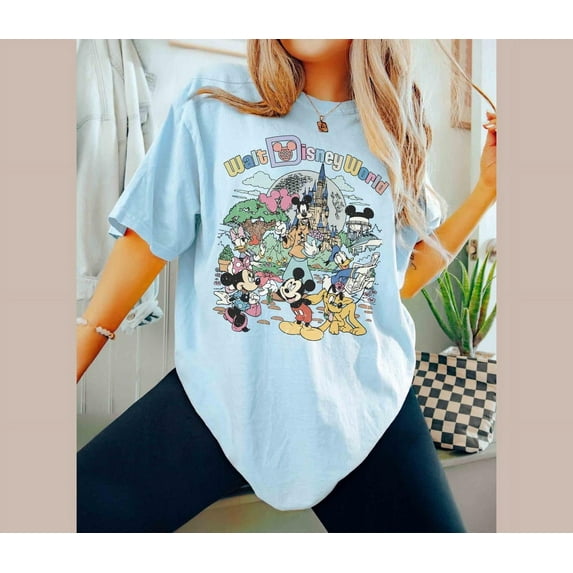 Retro Walt Disneyworld T-Shirt, Vintage Disneyworld, Mickey And Friends Shirt, Disney 2025 Trip,Light Blue color,size 3XL