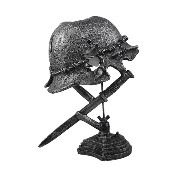 Retro Wartime Vintage Military Helmet Decorative Ornament With Weapon Accent And Gear Stand, Crafted From Durable With Authentic Vintage Military Details For
