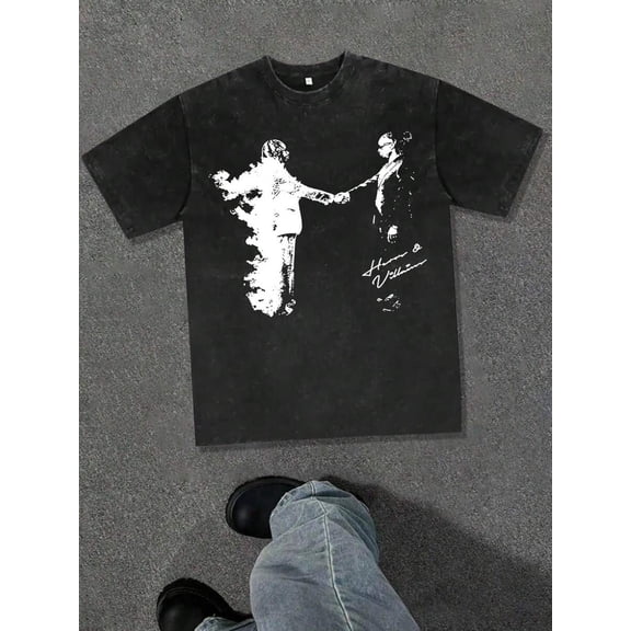 Retro Washing, 100 Cotton, One, 230 G Batik T-Shirt, Shake Hands.