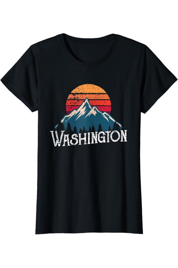 Retro Washington WN Mountains State Outdoor T-Shirt
